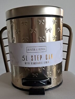 New!Gold  Bows 5L Step Can with Removable Liner